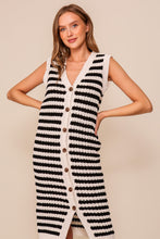 Load image into Gallery viewer, Black and Cream Crochet Button Dress
