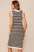 Load image into Gallery viewer, Black and Cream Crochet Button Dress
