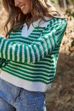 Load image into Gallery viewer, Green Striped Collared Top
