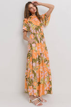 Load image into Gallery viewer, Autumn Sunrise Floral Printed Tiered Ruffle Dress
