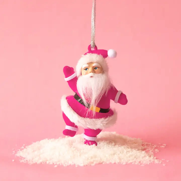 Electric Pink Santa Ornament