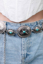 Load image into Gallery viewer, Flower Concho Disc Chain Belt: Silver
