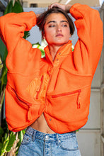 Load image into Gallery viewer, Neon Orange Soft Fleece Snap Button-up Jacket
