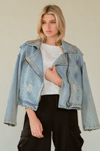 Load image into Gallery viewer, Rhinestone Blue Jean Jacket
