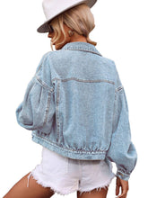 Load image into Gallery viewer, Trendy Oversized Denim Jacket: Light blue
