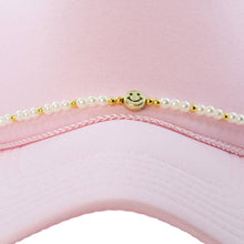 Load image into Gallery viewer, Gold and White Pearls Happy Face Hat Chain
