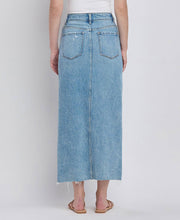 Load image into Gallery viewer, Criss Cross Front Slit Maxi Denim Skirt
