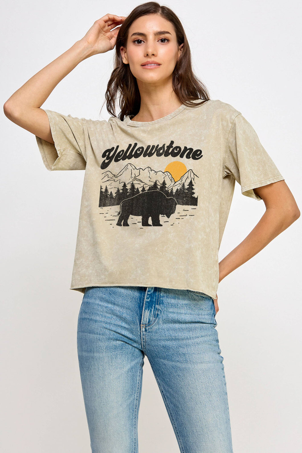 Yellowstone Bison Graphic Tee: VINTAGE OLIVE