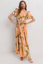 Load image into Gallery viewer, Autumn Sunrise Floral Printed Tiered Ruffle Dress
