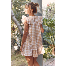 Load image into Gallery viewer, Tan Gingham Flutter Mini Dress
