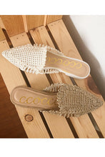 Load image into Gallery viewer, Taupe Raffia Flat Mule
