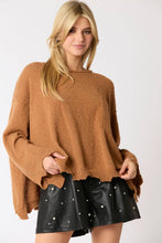 Load image into Gallery viewer, Sure Thing Brown Raw Edge Loose Fit Sweater
