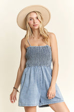 Load image into Gallery viewer, Summer Nights Denim Smocked Romper
