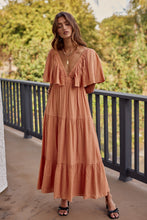 Load image into Gallery viewer, Peach Sunrise Ruffle Maxi Dress
