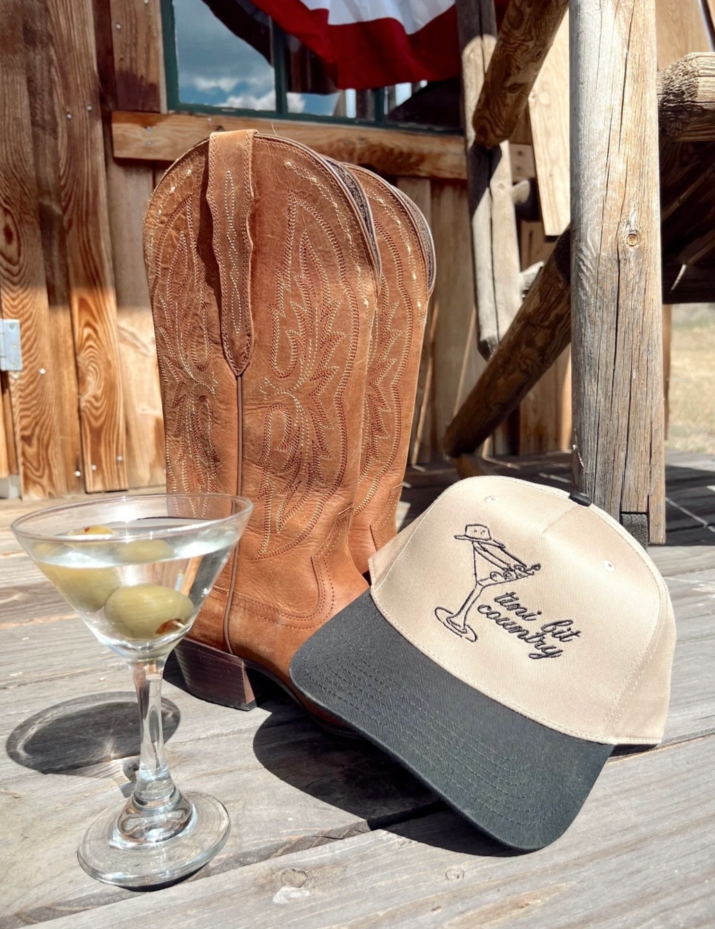 Tini Bit Country Embroidered Khaki/Black Trucker Hat