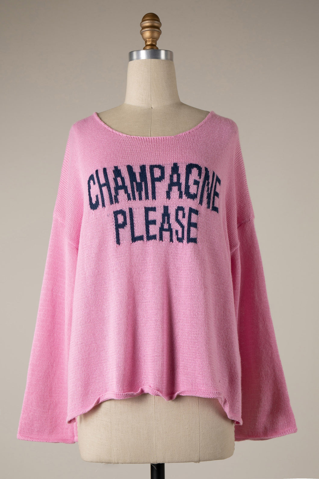 Champagne Please Cherry Pink Sweater