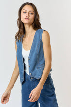 Load image into Gallery viewer, These Are The Days Denim Button Down Vest Top- Medium Wash
