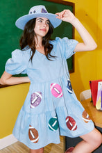 Load image into Gallery viewer, Go Team Football Embroidery Denim Dress
