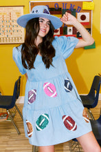 Load image into Gallery viewer, Go Team Football Embroidery Denim Dress
