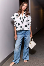 Load image into Gallery viewer, Polka Dot Ruffle Sleeves Print Top
