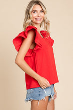 Load image into Gallery viewer, Tomato Red Ruffle Top
