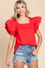 Load image into Gallery viewer, Tomato Red Ruffle Top
