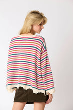 Load image into Gallery viewer, Dusty Pink Multi Color Stripe Loose Fit Sweater
