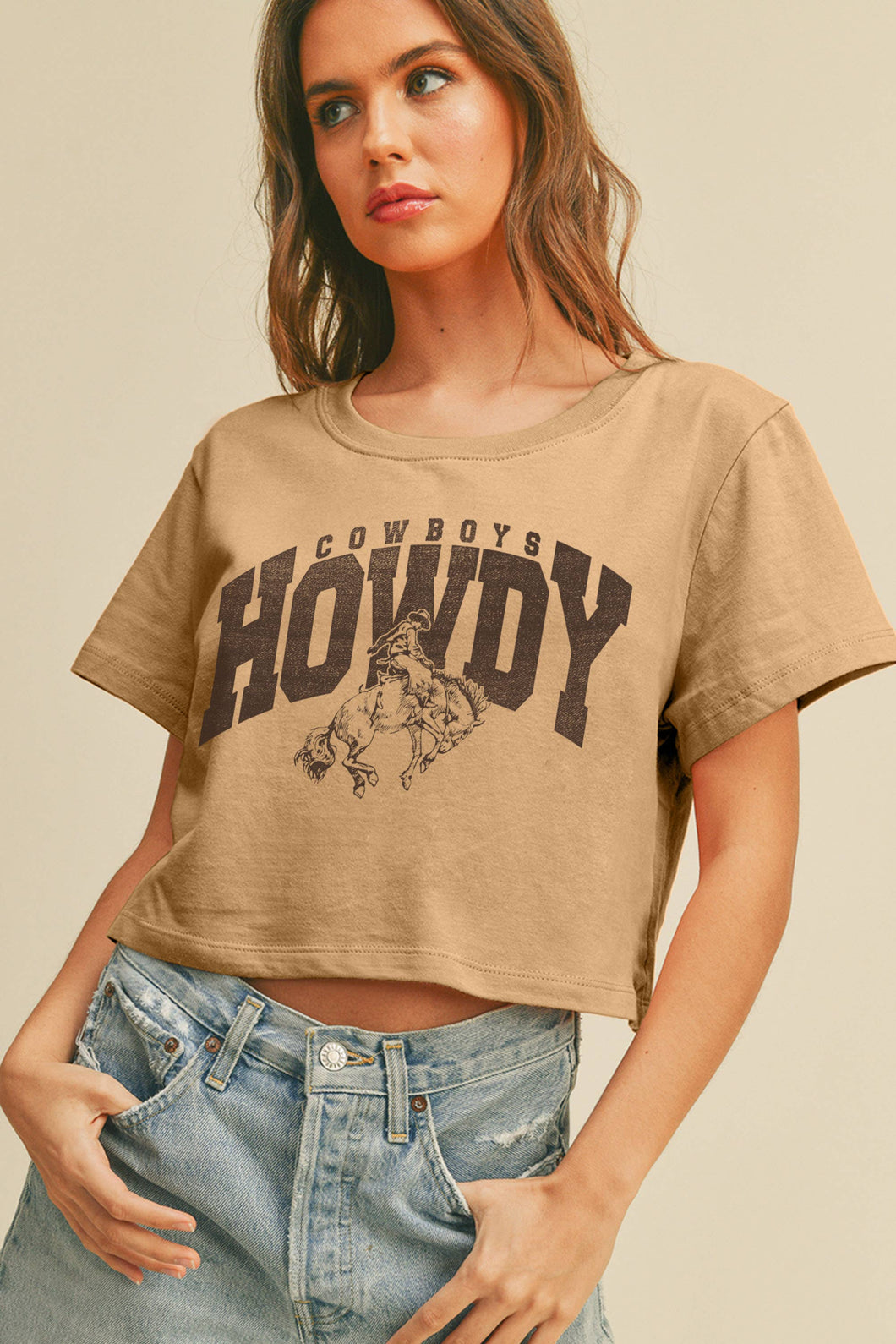 Howdy Cowboys Graphic Tee: Tan