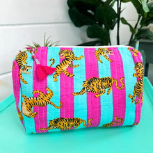 Load image into Gallery viewer, Quilted Striped Tiger Print Makeup Bag
