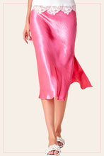 Load image into Gallery viewer, Pink Over Everything Satin Midi Skirt
