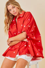 Load image into Gallery viewer, Heart Embroidered Oversized Shirt
