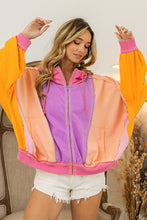 Load image into Gallery viewer, Look Again Color Block Pullover Zip Up Top
