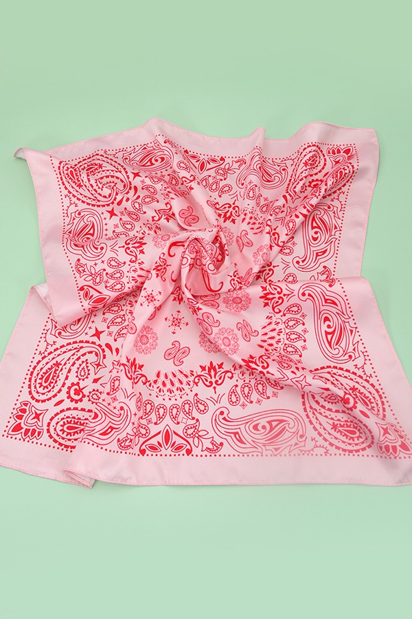 Paisley Pink Satin Silk Bandana