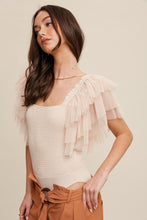 Load image into Gallery viewer, Turn Heads Champagne Ruffle  Bodysuit
