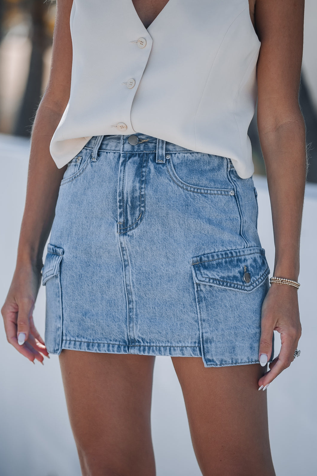 Cargo Mini Denim Skirt