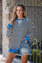 Load image into Gallery viewer, Trending Up Black and Blue Striped Top
