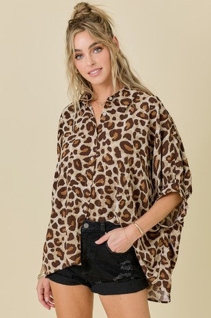 Oversized Leopard Button Down