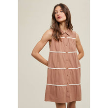 Load image into Gallery viewer, Let It All Go Mocha Cream Tiered Mini Dress
