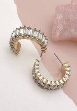 Load image into Gallery viewer, Baguette Rhinestone Hoop Earring
