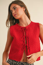 Load image into Gallery viewer, Red Dreams Knit Tie Vest Sweater
