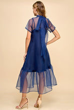 Load image into Gallery viewer, Holiday Dreams Navy Sheer Midi Dress
