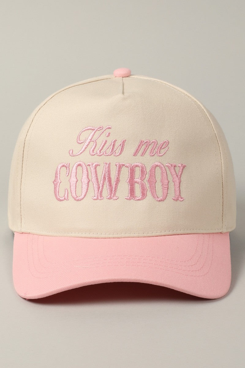 Kiss Me Cowboy Pink Vintage Trucker