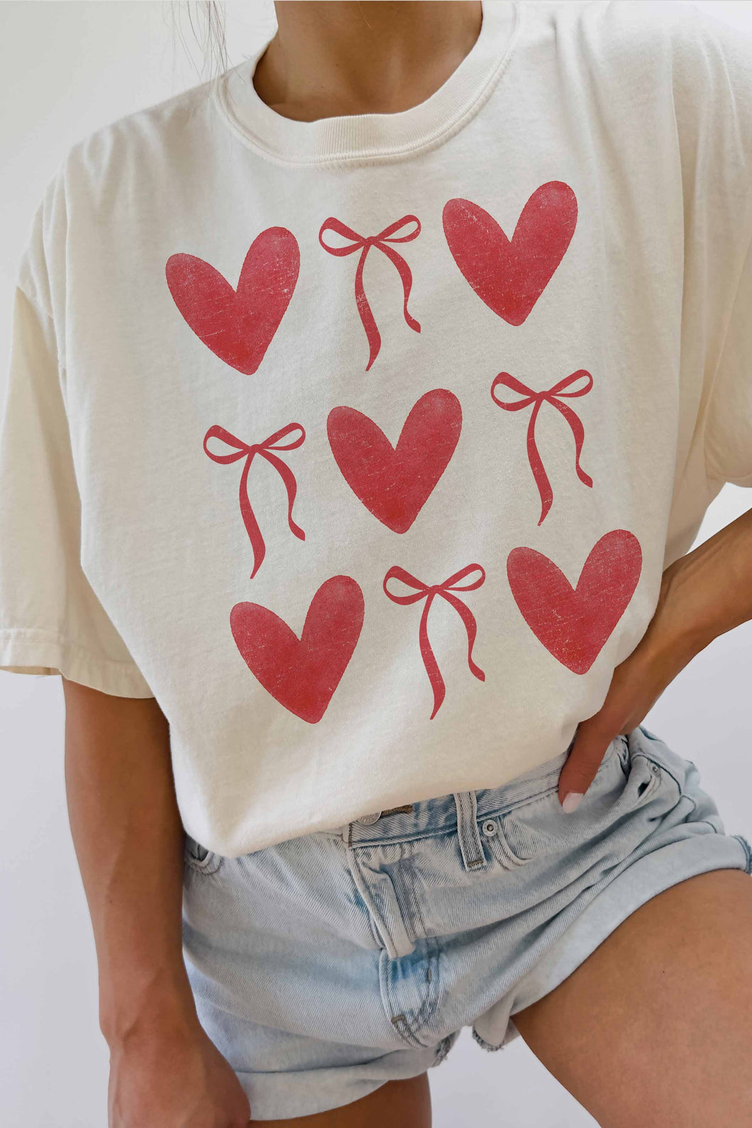 XOXO Bow Heart Oversized Tee