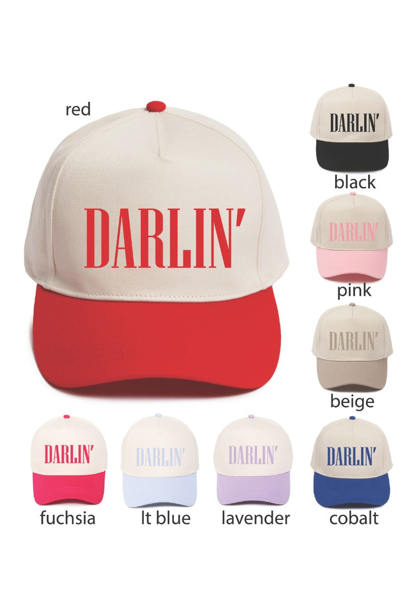 Darlin' Embroidered Vintage Pink Trucker Hat