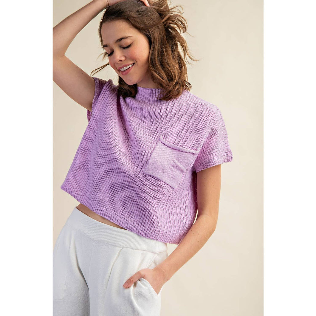 Lavender Drop Shoulder Knit Lightweight Sweater