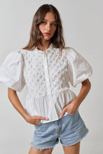 Load image into Gallery viewer, Bright Days Puff Sleeve Button Up Blouse
