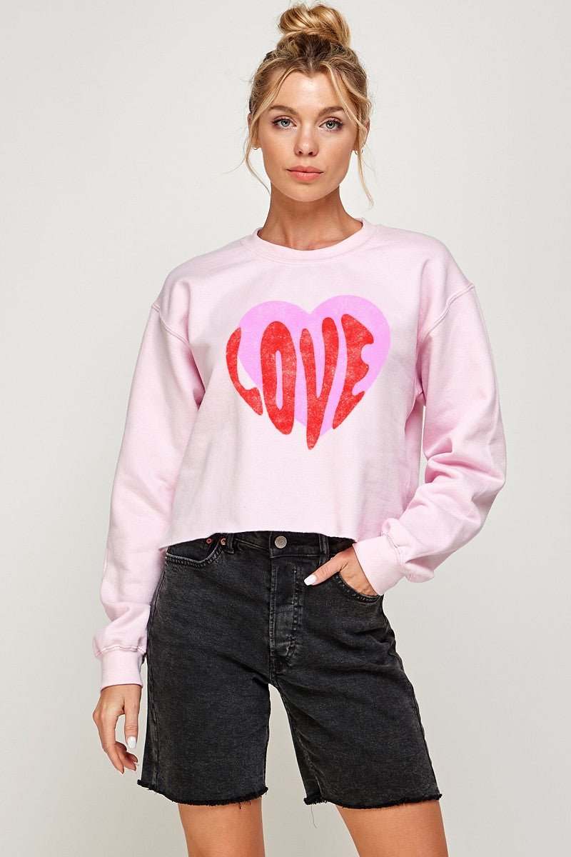 Vintage Love Pink Cropped Sweatshirt