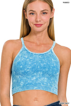 Load image into Gallery viewer, Sky Blue Washed Seamless Halter Racerback Crop Tank
