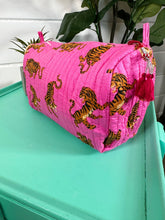 Load image into Gallery viewer, Pinky Quilted Tiger Print Makeup Bag | Cosmetics Toiletry Bag
