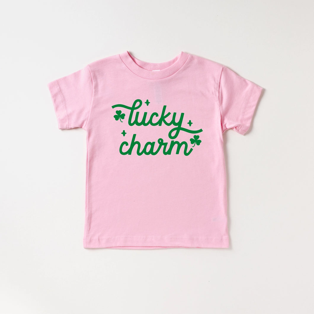 Lucky Charm St. Patricks Day Youth Tee Pink